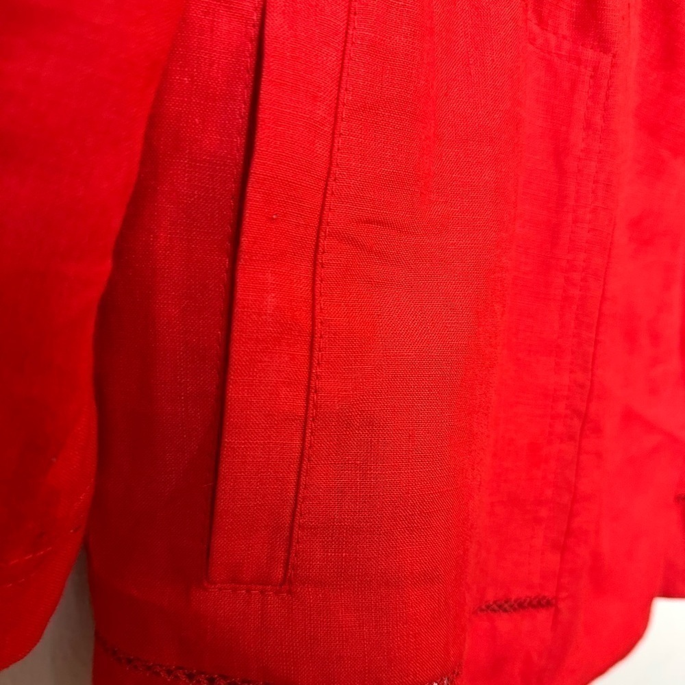 Escada Sport 100% Linen Red Jacket Coat Size EU 42 Large - Picture 10 of 16